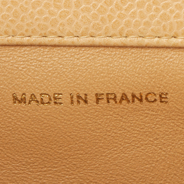 Chanel 1998 Made Caviar Skin Coco Mark Stitch Tote Bag Beige