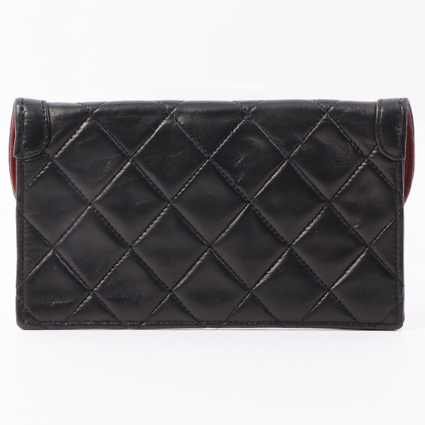 Chanel Around 1990 Made Edge Flap Turn-Lock Chain Bag With Pouch Black