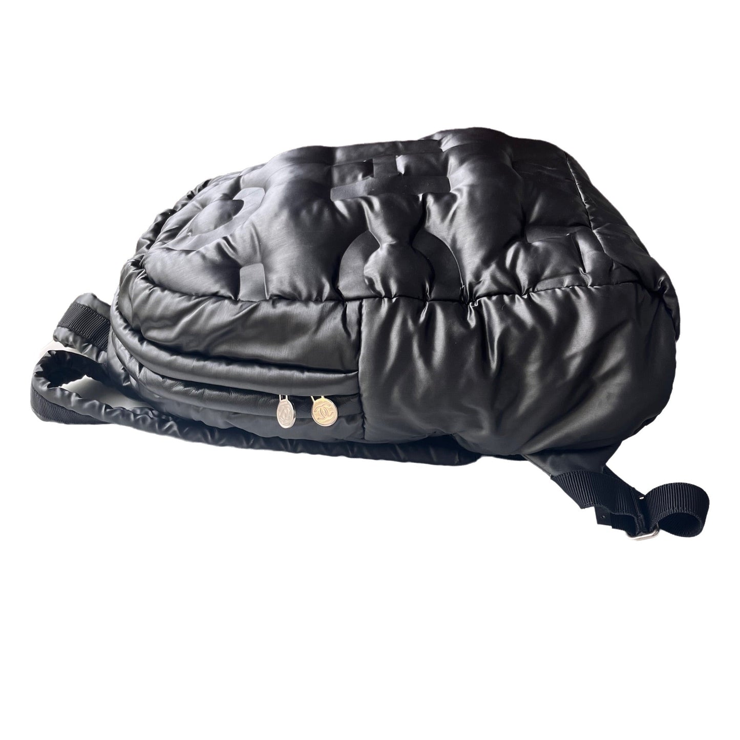 Chanel Doudoune Backpack Embossed Black Nylon Medium