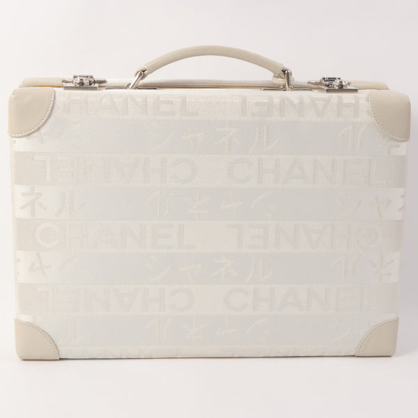 Chanel Around 2005 Made Ginza Limited Logo Pattern Pearl Cc Mark Attache Case White/Silver