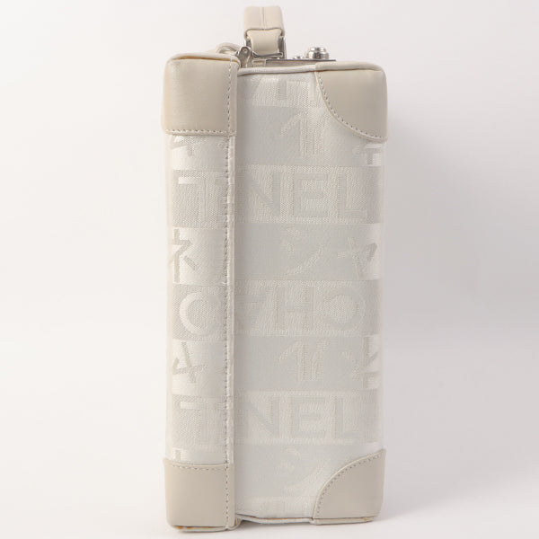 Chanel Around 2005 Made Ginza Limited Logo Pattern Pearl Cc Mark Attache Case White/Silver