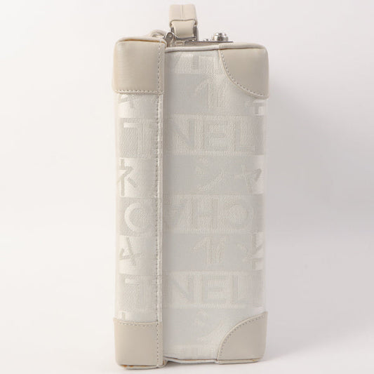 Chanel Around 2005 Made Ginza Limited Logo Pattern Pearl Cc Mark Attache Case White/Silver
