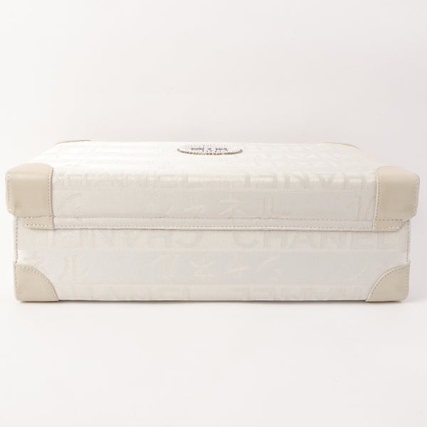 Chanel Around 2005 Made Ginza Limited Logo Pattern Pearl Cc Mark Attache Case White/Silver