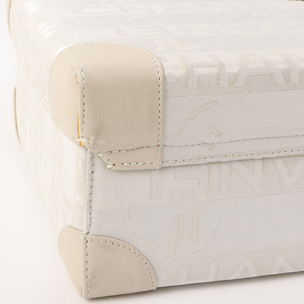 Chanel Around 2005 Made Ginza Limited Logo Pattern Pearl Cc Mark Attache Case White/Silver