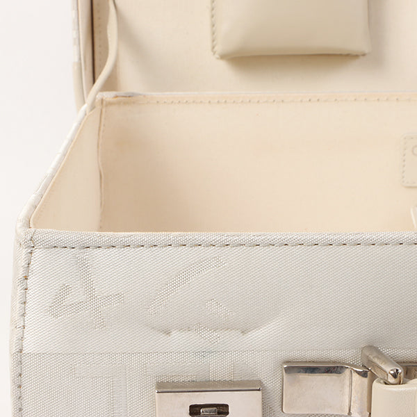 Chanel Around 2005 Made Ginza Limited Logo Pattern Pearl Cc Mark Attache Case White/Silver