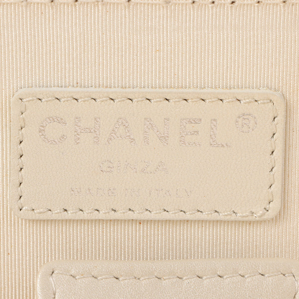 Chanel Around 2005 Made Ginza Limited Logo Pattern Pearl Cc Mark Attache Case White/Silver