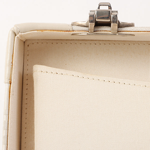 Chanel Around 2005 Made Ginza Limited Logo Pattern Pearl Cc Mark Attache Case White/Silver