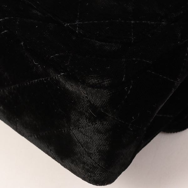 CHANEL Around 1992 Made Velour Classic Flap Top Handle Bag Mini Black