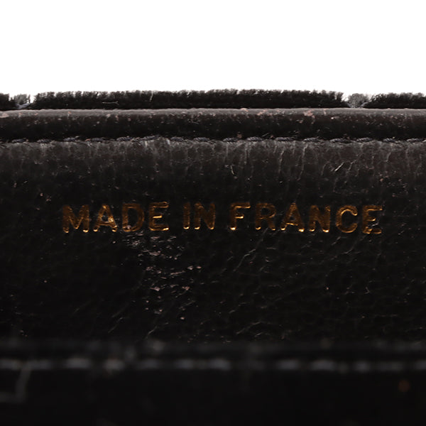 CHANEL Around 1992 Made Velour Classic Flap Top Handle Bag Mini Black