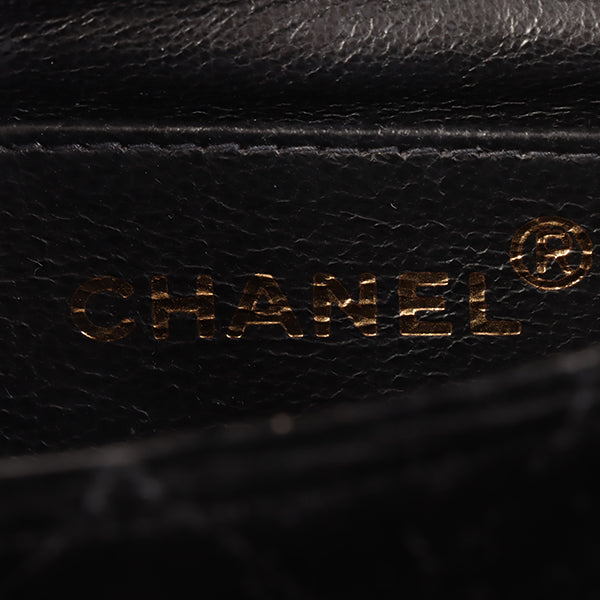 CHANEL Around 1992 Made Velour Classic Flap Top Handle Bag Mini Black