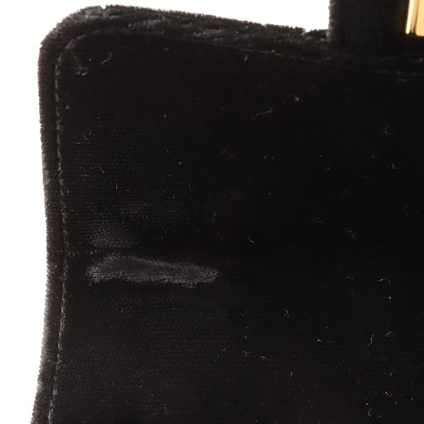 CHANEL Around 1992 Made Velour Classic Flap Top Handle Bag Mini Black
