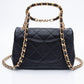 CHANEL Black Metal Quilted Lambskin Leather Mini Top Handle Square Flap Bag
