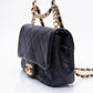 CHANEL Black Metal Quilted Lambskin Leather Mini Top Handle Square Flap Bag