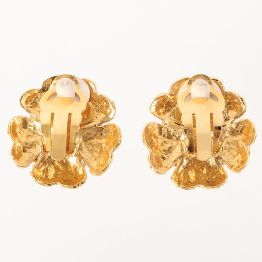 Chanel 1988 Made Camellia Motif Pearl Earrings