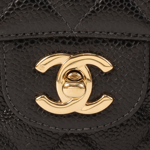 CHANEL Around 2002 Made Caviar Skin Classic Flap Chain Bag 25Cm Black