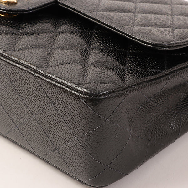 CHANEL Around 2002 Made Caviar Skin Classic Flap Chain Bag 25Cm Black