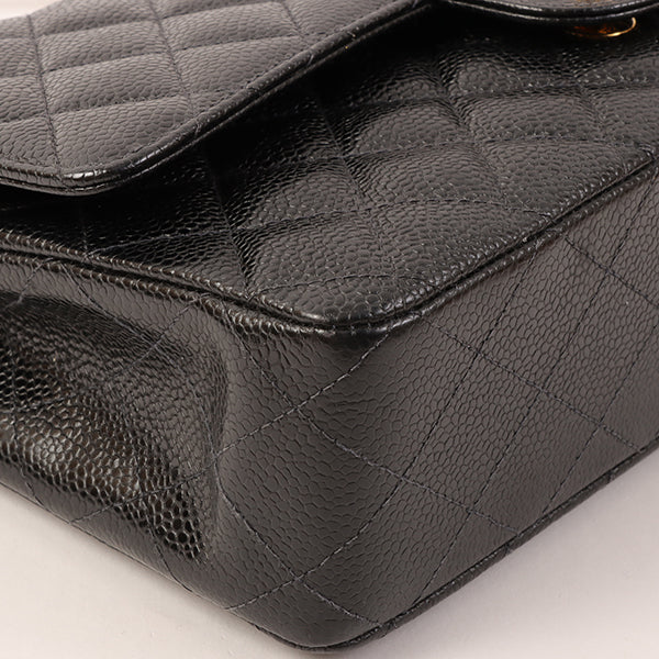 CHANEL Around 2002 Made Caviar Skin Classic Flap Chain Bag 25Cm Black
