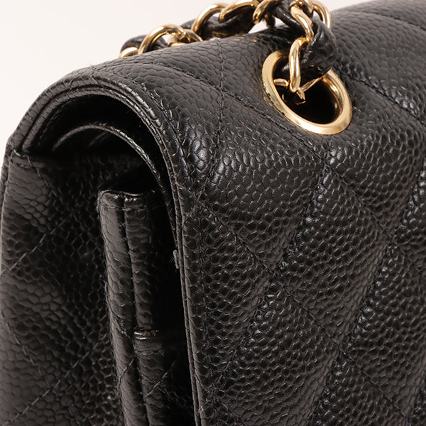 CHANEL Around 2002 Made Caviar Skin Classic Flap Chain Bag 25Cm Black