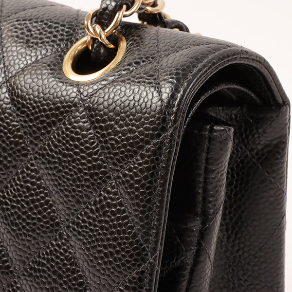 CHANEL Around 2002 Made Caviar Skin Classic Flap Chain Bag 25Cm Black