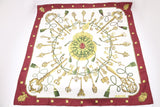 Hermes Les Clefs Carre 90 in Burgundy & Cream Silk