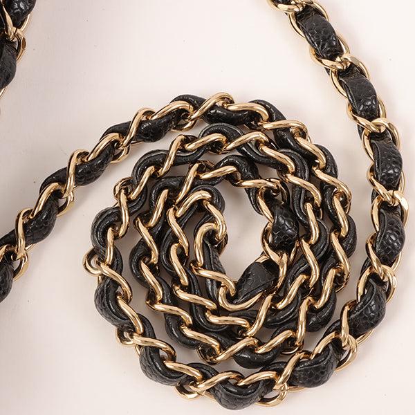 CHANEL Around 2002 Made Caviar Skin Classic Flap Chain Bag 25Cm Black