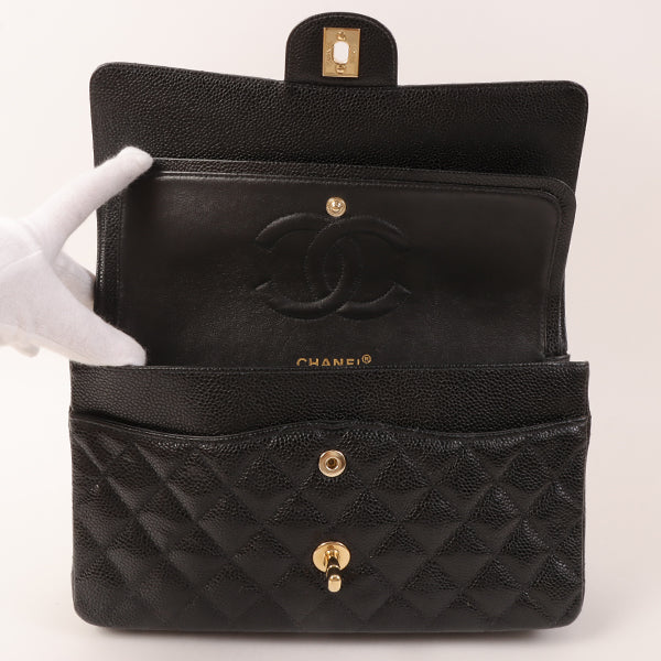 CHANEL Around 2002 Made Caviar Skin Classic Flap Chain Bag 25Cm Black