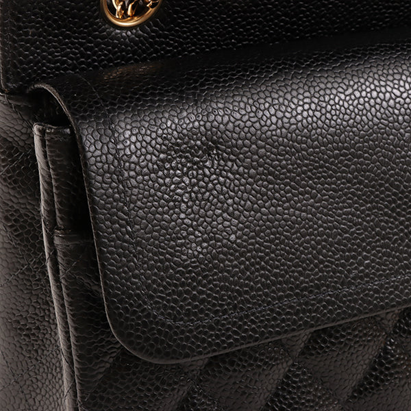 CHANEL Around 2002 Made Caviar Skin Classic Flap Chain Bag 25Cm Black
