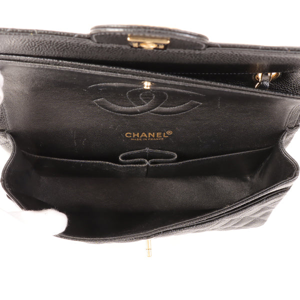 CHANEL Around 2002 Made Caviar Skin Classic Flap Chain Bag 25Cm Black