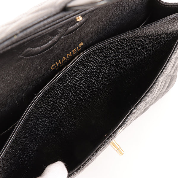 CHANEL Around 2002 Made Caviar Skin Classic Flap Chain Bag 25Cm Black