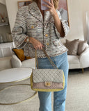 Chanel Large Jersey Reissue Pastel Yellow, Grey and Pink with Antique Gold Hardware