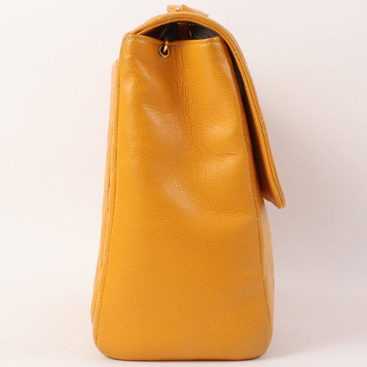 Chanel Around 1995 Made Caviar Skin Turn-Lock Chain Bag Mandarine Orange