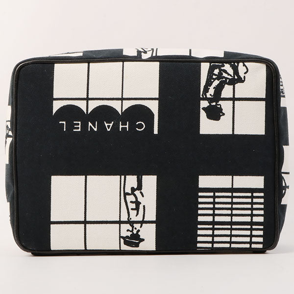 Chanel Around 2003 Made Windows Line Pouch Black
