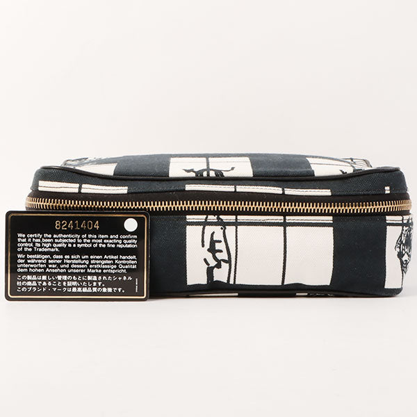 Chanel Around 2003 Made Windows Line Pouch Black