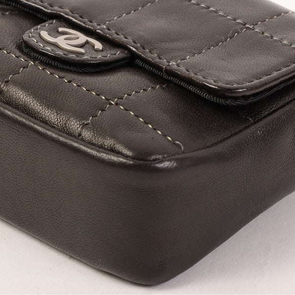 Chanel Around 2000 Made Chocolate Bar Cc Mark Plate Micro Chain Bag Black