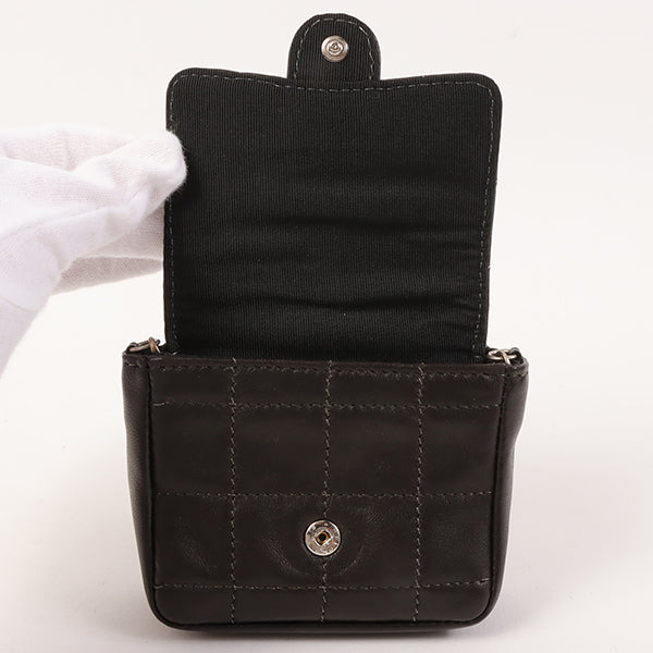 Chanel Around 2000 Made Chocolate Bar Cc Mark Plate Micro Chain Bag Black