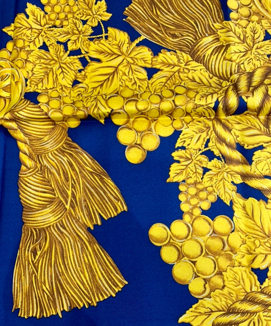 CHANEL NAVY FOLIAGE SILK SCARF