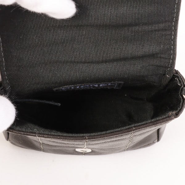 Chanel Around 2000 Made Chocolate Bar Cc Mark Plate Micro Chain Bag Black