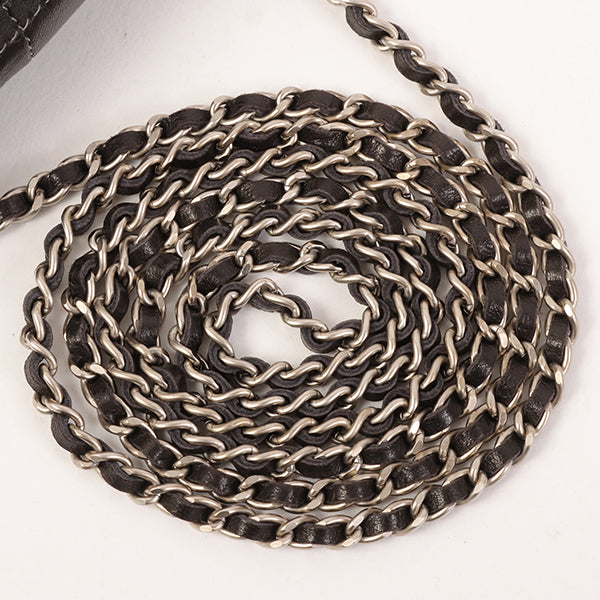 Chanel Around 2000 Made Chocolate Bar Cc Mark Plate Micro Chain Bag Black