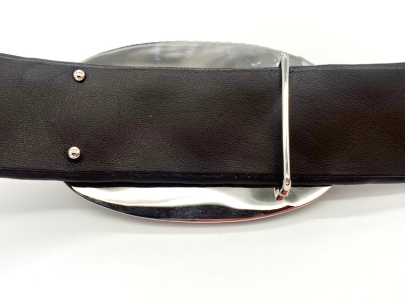 CHANEL CC INTERLOCKING BROWN LEATHER BELT