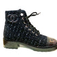 Chanel Tweed Patent Calfskin Pearl Combat Short Boots