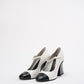 Chanel Black/White Leather Two Tone Pearl Mary Jane Shoes Size 38.5