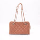Chanel French Riviera Chain Shoulder Bag in Brown Caviar Matelassé Leather