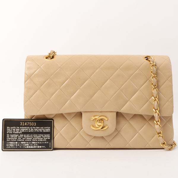 Chanel Around 1995 Made Classic Flap Chain Bag 25Cm Beige