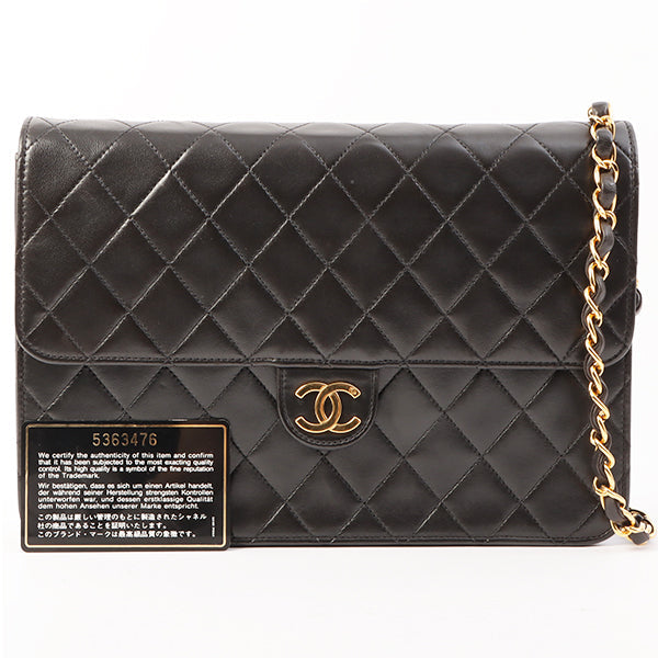 Chanel Around 1998 Made Cc Mark Plate Chain Bag Black