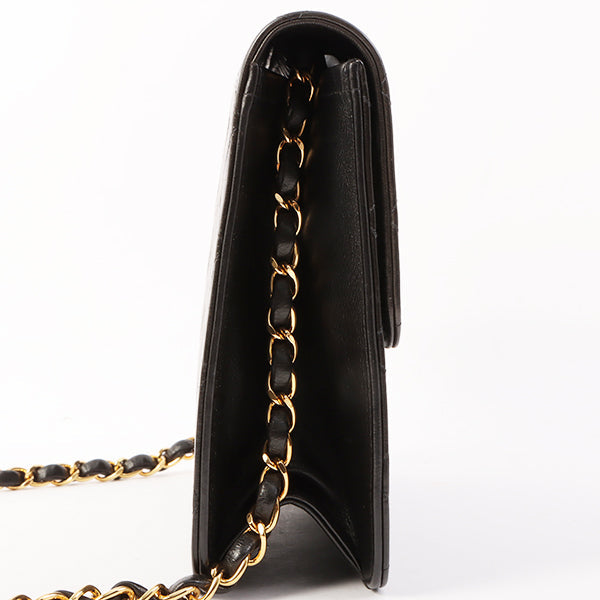 Chanel Around 1998 Made Cc Mark Plate Chain Bag Black