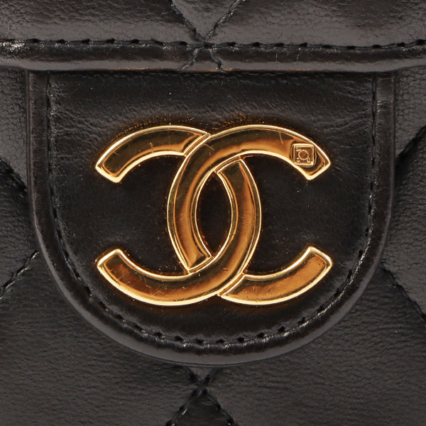 Chanel Around 1998 Made Cc Mark Plate Chain Bag Black