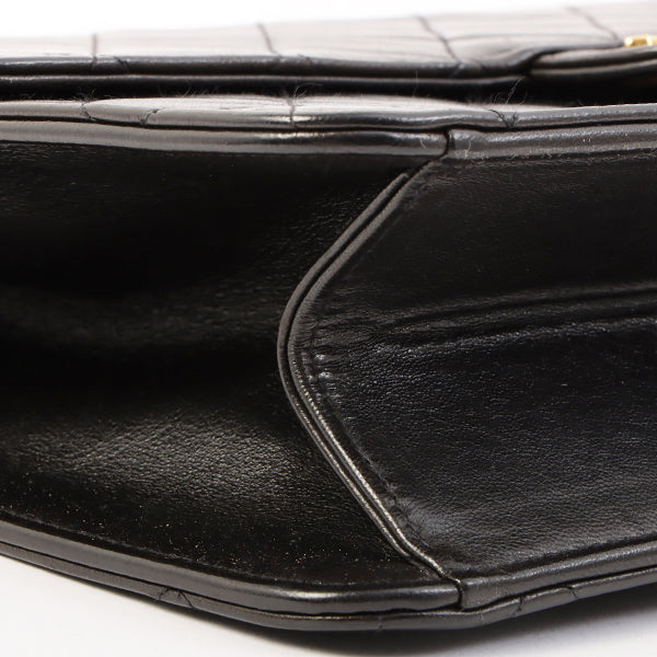 Chanel Around 1998 Made Cc Mark Plate Chain Bag Black