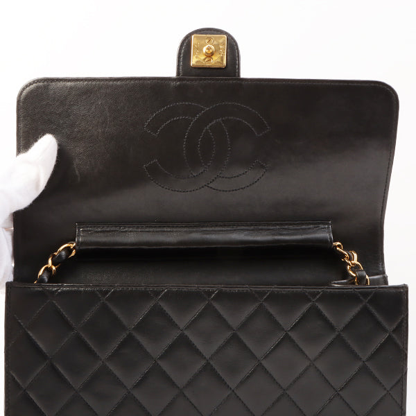 Chanel Around 1998 Made Cc Mark Plate Chain Bag Black
