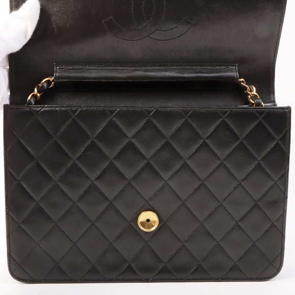 Chanel Around 1998 Made Cc Mark Plate Chain Bag Black