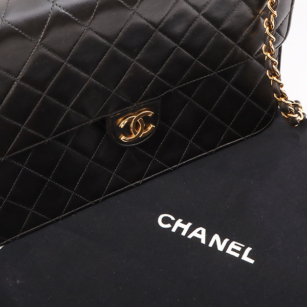 Chanel Around 1998 Made Cc Mark Plate Chain Bag Black